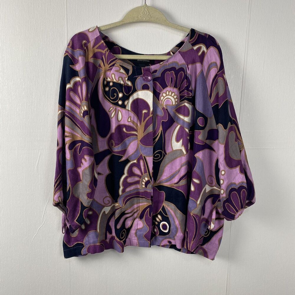 Ashley Stewart Women's Floral Multicolor Button Up Cardigan Size 18W